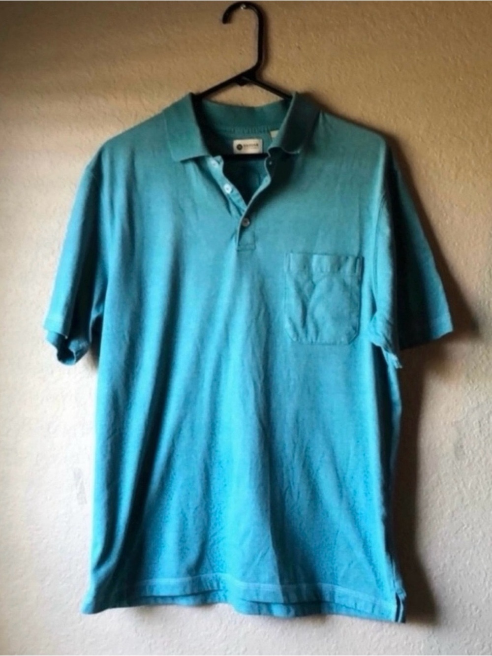 Haggar Shirt Men’s Polo Teal Short Sleeve Casual Polo Golf Shirt Top Mens Sz M